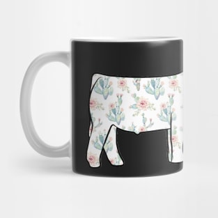 Watercolor Floral Cactus Show Steer Silhouette  - NOT FOR RESALE WITHOUT PERMISSION Mug